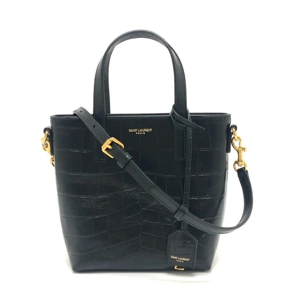 SAINT LAURENT PARIS 712367 Logo Mini Shopping Bag 2WAY Shoulder Bag Hand Bag